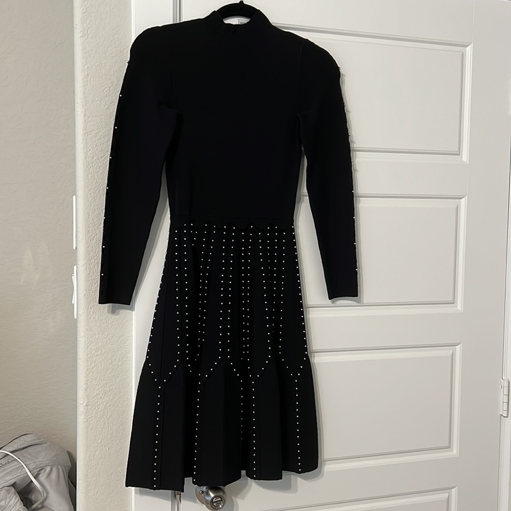 Sandro Paris knot black dress with silver bead detailing size 36
